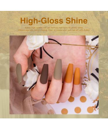 AUBSS Autumn Gel Nail Polish Set - 6 Stunning Colors for Winter | Gold Glitter, Brownish Orange, Brown | Soak Off LED Gel Kit for Nail Art | Perfect Manicure Gift for Women - Buy Online on SooperMarket.com