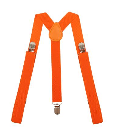 Eruinfang braces men adjustable braces for men 25mm wide elastic braces women men men's braces with 3 strong clips men braces y form style (orange)