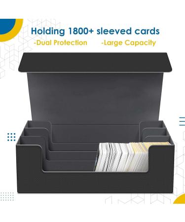1800+ Leather Card Deck Case with Magnetic Closure - Storage Box for Trading Cards, YuGiOh, MTG & Sport Cards - Buy Online on SooperMarket.com