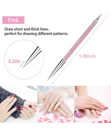 7 Pcs Nail Art Liner Brushes and Dotting Tools Set - Dual-Ended Design Brush Pen for Nail Art Point Drill Drawing - Includes Liner Brushes and Dotting Pen - 5/7/9/11/14/16/20 mm - Buy Online on SooperMarket.com