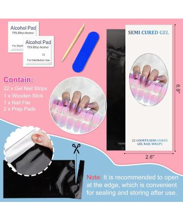 CBOIC 22-Piece Half-Hardened Gel Nail Polish Stickers - Aurora French UV Gel Strips Long-Lasting Self-Adhesive Nail Wraps for Fingers & Toes - Buy Online on SooperMarket.com