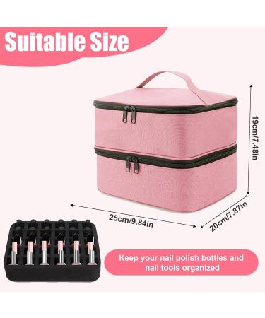 Movstriker Nail Polish Organiser Bag Double Layer Nail Varnish Storage Holds 30 Bottles and A Nail Lamp Traveling Nail Polish Storage Case Portable Nail Lipstick Beauty Tools Box(Pink) - Buy Online on SooperMarket.com