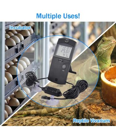 Digital Reptile Thermometer Hygrometer With Two Remote Probes - Max Min Vivarium Thermometer Ideal for Reptile Tanks and Vivariums - Buy Online on SooperMarket.com