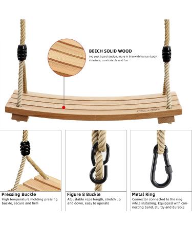 Pellor Beech Wood Tree Swing Seat for Adult Kids - Indoor/Outdoor Hanging Swing Chair in Beige - Buy Online on SooperMarket.com
