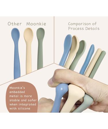 Moonkie Silicone Baby Spoons Set of 4 - Soft-Tip Spoons for Infant Feeding - Chewproof & Bendable - Ideal for Self-Feeding & Baby Led Weaning - Grey/Warm Taupe/Ether/Sage - Buy Online on SooperMarket.com