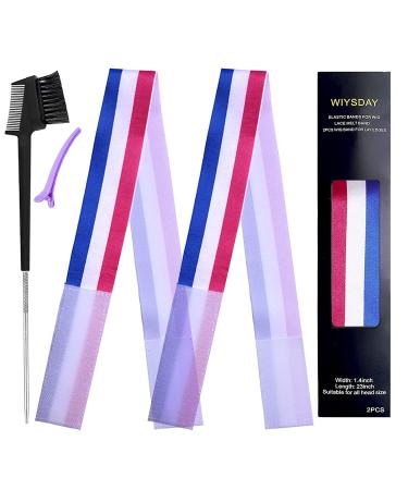 2PCS Elastic Bands for Wig Wig Band Lace Melting Band Lace Band Edge Band Edge Wrap to Lay Edges Wig Band for Melting Lace (2pcs - Flag Color)