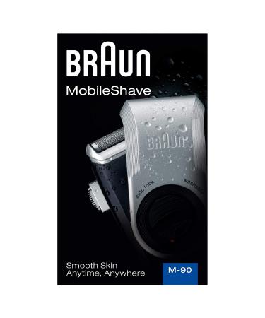 Braun MobileShave M-90 Travel Shaver Silver - Precision Trimmer, Smart Foil, Wide Floating Foil, Washable - Buy Online on SooperMarket.com
