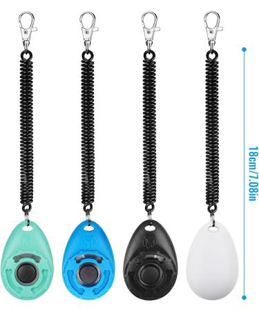 Diyife 4-Piece Multi-Color Clicker Set for Dog Training Clicker with Large Button & Hand Loop for Dogs Cats Horses (Cyan Blue Black White) - International Shipping Available - Buy Online on SooperMarket.com