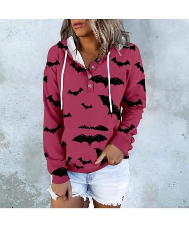 Shop Creoqiji Women's Black Sweater | Fashionable Long-Sleeved Hooded Style with Button & Cord Tie - Hot Pink Options Available - Buy Online on SooperMarket.com