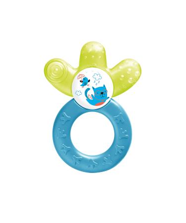 MAM Cooler New bite ring for babies promotes visual sense & motor skills gripping mild with water cooling part also reaches the molars from 4+ months yellow/blue blue cooler