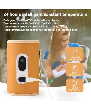 Portable USB Baby Bottle Warmer | Fast Heating with LCD Display | 40-60 C Temperature | 21 Gear Adjustable | Automatic Insulation | For Outdoor Car Travel - Buy Online on SooperMarket.com