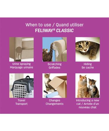FELIWAY CLASSIC Diffuser Refill 3-Pack - Use with FELIWAY Cat Diffusers - Comforts Cats at Home & Helps Control Unwanted Urine Spraying Cat Scratching and Hiding (90 Day Supply FELIWAY Refill C238) - Buy Online on SooperMarket.com