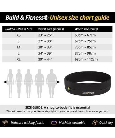 Buy Build & Fitness Running Belt for Men & Women Flip-Waist Pocket Key Clip & Cell Phone Holder for iPhones & Samsung - Adjustable 34 -39 (87-98cm) - Black - Buy Online on SooperMarket.com