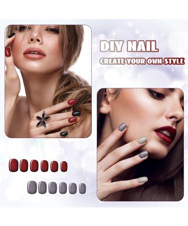 720 Short False Nails Medium Square Coffin Press on Nails Glossy Dark Color - DIY Full Cover Artificial Fake Nails for Women Girls - Buy Online on SooperMarket.com