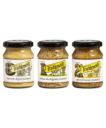 Intrinsic Treats Mustard Bundle with Tracklements Smooth Dijon Mustard 140g Robust Wholegrain Mustard 140g and Spiced Honey Mustard 140g (Pack of 3)