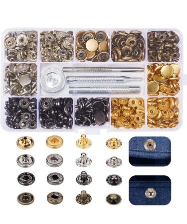 Snap Fastener Kit Metal Snaps Buttons with Fixing Tools  4 Color Clothing Snaps Kit for Clothing  Leather  Jacket  Jeans Wear  Bags  Bracelet