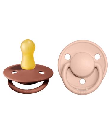 BIBSE de Lux Schnuller 2-pack BPA-free cherry shape nipple.Natural rubber/latex made in Denmark.0-6 months (2 Pack) Woodchuck / Blush size 1 (2-pack) Woodchuck / Blush