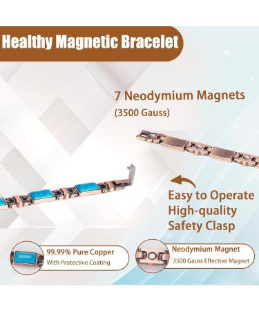 EnerCoppeX Copper Magnetic Bracelet for Women - Turquoise Jewelry with 3500 Gauss Magnet (COB-0167) - Buy Online on SooperMarket.com