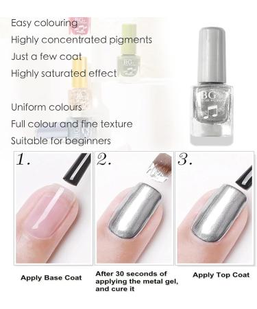 Silver Nail Polish Glitter Nail Polish - Quick Dry Breathable Nail Varnish - Holographic Metallic Mirror Effect No UV Needed Nail Polish Nail Art DIY Nail Salon for Women Girls at Home - Buy Online on SooperMarket.com