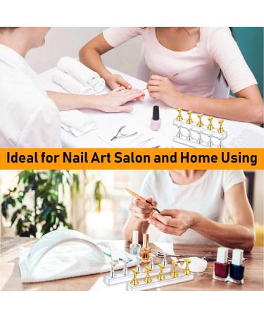 Acrylic Nail Display Stand Set with Magnetic Practice Holder - Gold & Silver | Nail Stand for Press on Nails - Salon & DIY Christmas Gift - Buy Online on SooperMarket.com