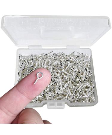 300PCS Small Screw Eye Pins,10 x 5mm Eye pins Hooks,Mini Screw Eye Pin Peg for Arts & Crafts Projects,Self Tapping Screws Hooks Ring for Cork Top Bottles & Charm Bead & DIY Jewelry Making (Silver)