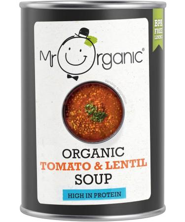 Mr Organic - Tomato and Lentil Soup - Organic and Delicious Tin High in Protein and Fibre Perfect for a Warm and Nutritious Meal