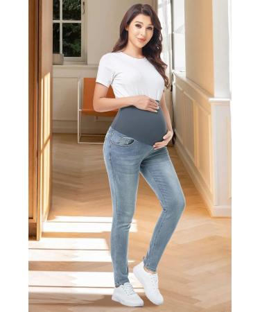 PACBREEZE Women's Maternity Jeans XL - Light Blue High Waist Denim Skinny Pants - Buy Online on SooperMarket.com