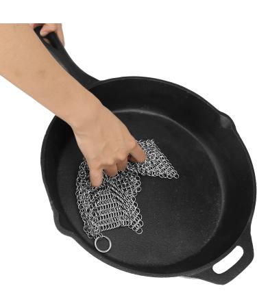 LauKingdom Stainless Steel Cast Iron Cleaner 316L - 8x6 inch Square Scrubber for Pan, Anti-Rust & Hygienic - Buy Online on SooperMarket.com