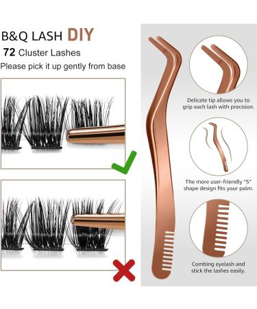 B&Q Eyelash Extension Kit B07 | 72Pcs Individual Lashes | Cluster Lashes DIY Kit with Tweezers and Bond | D-8-16 MIX B 07-Kit - Buy Online on SooperMarket.com