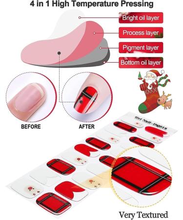EBANKU Christmas Glitter Gel Nail Strips - Long Lasting & Waterproof Full Nail Wraps with Nail File, Wipes & Sealing - UV/LED Lamp Required (SDTRK18) - Buy Online on SooperMarket.com