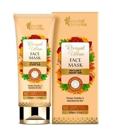 Oriental Botanics Rivayat Ubtan Face Mask For Bright And Glowing Skin With Saffron Rose And Turmeric Extract - No Parabens Silicone Mineral Oils 100 ml