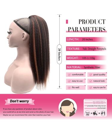 Allyreetress Highlight Yaki Drawstring Ponytail Extension for Black Women Kinky Staight Up Down Pony Tail Synthetic Hair Extensions 20 Inches 2 Clip in 20 inches HL4/30 - Buy Online on SooperMarket.com