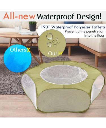 Pawaboo Small Animals Playpen - Waterproof Pet Cage Tent with Breathable Cover, Indoor/Outdoor Fence for Small Pets - Avocado Green - Buy Online on SooperMarket.com