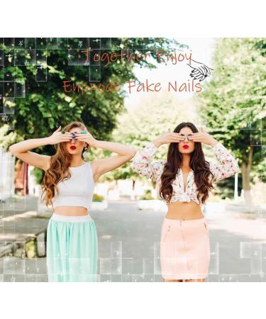 French Tip Long Press On Nails - 24 PCS Coffin Fake Nails | Glossy Pink Nails for Women - Buy Online on SooperMarket.com