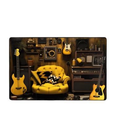 Flannel Carpet Mustard Yellow and Black Picture 60 x 39 in Non-Slip Durable Suitable for Living Room and Office Bedroom