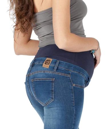 Milano Maternity Jeans for Pregnant Women - Ultra Stretch Butter Soft Denim - High Waisted Over The Bump Band - Comfortable Slim Fit - Size 14 Stone - Buy Online on SooperMarket.com