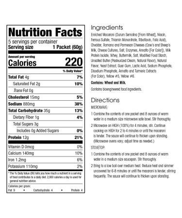 WonderSlim Protein Pasta Macaroni & Cheese - Low in Trans Fat, 220 Calories, 12g Protein (5ct) - Buy Online on SooperMarket.com
