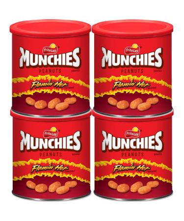 Munchies Flamin' Hot Peanuts - 16 oz (4 Canisters) | Spicy & Crunchy Snack - Buy Online on SooperMarket.com