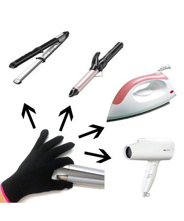 Lessmon Professional Heat Resistant Glove for Hair Styling - Curling Iron and Wand Heat Blocking - Left and Right Hand - Pink Edge Black - Buy Online on SooperMarket.com