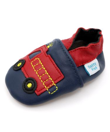 Dotty Fish Soft Leather Baby Shoes. Toddler Shoes for Boys. Non-Slip Suede Soles. 0-6 Months - 4-5 Years 4-5 Years Fire Engine
