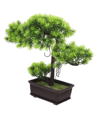 TOPBATHY Welcome Song Japanese Pine Bonsai Home Desk Fake Pine Fake Bonsai Fake Tree Pot Ornaments Guest-greeting Pine Bonsai Decor Plant Office Fake Pine Plastic Desktop Potted Tree As Shown 2 33X26CM