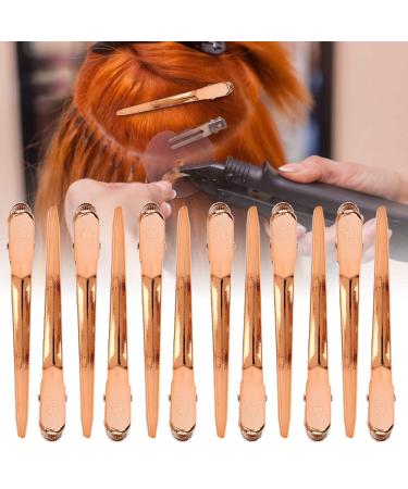 12pcs Rose Gold Hair Clips Hairpin Set - Salon Clamp Grips for Hairdressers | Durable Duckbill Hair Accessories - Buy Online on SooperMarket.com