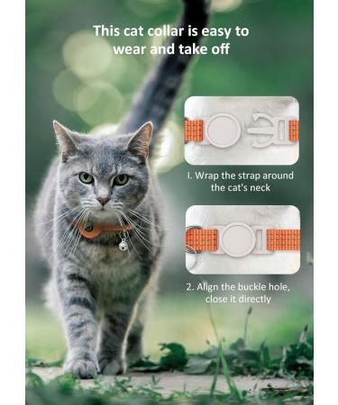 Buy Airtag Cat Collar - Reflective Kitten Neck Band | Light Tracker with Bell for Young Cats - Orange - Buy Online on SooperMarket.com