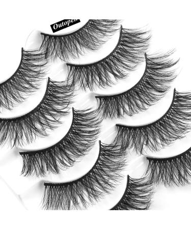 Outopen 3D Mink Lashes Natural Wispy False Eyelashes 15mm Fluffy Long Eye Makeup Tools 5 Pairs Pack | A01-Q1 (13-15MM) - Buy Online on SooperMarket.com