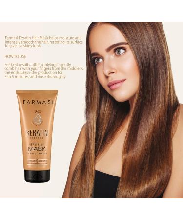 FARMASi Professional Keratin Therapy Hair Mask - Repair & Restore for Dry, Damaged, Color-Treated Hair - 6.7 fl. oz / 200 ml - Buy Online on SooperMarket.com