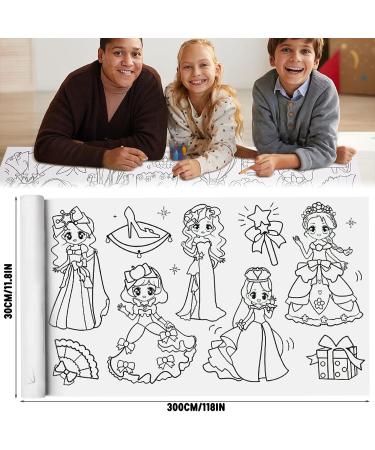 2023 Kids Drawing Roll- DIY Sticky Paper Roll for Children's Painting Activities - Early Educational Toy for Kids - Cute Princess Theme - 120 * 11.8 Inches - Buy Online on SooperMarket.com