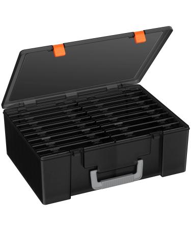 Barhon Photo Storage Box 4x6 Pictures 18 Inner Seed Storage Organizer Extra Large Photo Organizers Keeper Photo Cases Picture Storage (Black)