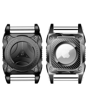 IP68 Waterproof Airtag dog 2 pieces Airtag pendant dog Airtag holder with removable handle compatible with Apple Airtag cover keychain for dogs black black with handle 2 pieces