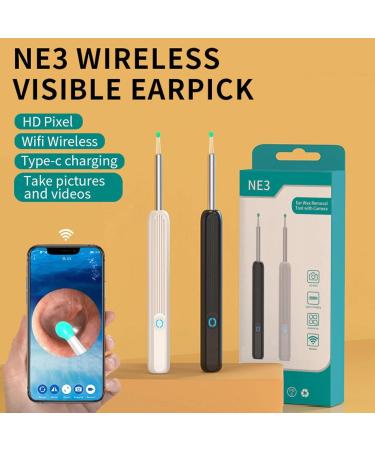 PLGEBR Ear Wax Remover Wireless Otoscope Earwax Removal Tool Camera WiFi Endoscope Cleaner with Visual LED Light Ear Scope HD Ear White+black free size - Buy Online on SooperMarket.com