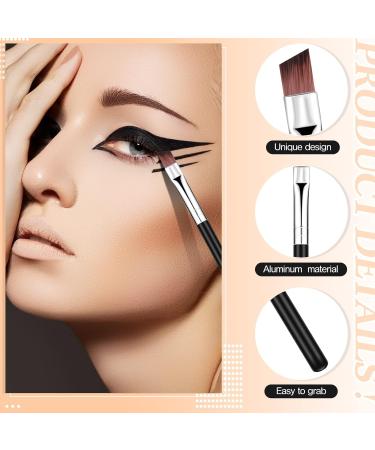 Angled Eyeliner Brush Set - Slanted Flat Angle Eye Liner & Eyebrow Brush Duo for Precision Makeup Application - Synthetic Bristles for Gel, Powder, Liquid, Cream Liners - Black - Buy Online on SooperMarket.com